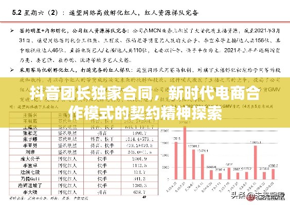抖音团长独家合同，新时代电商合作模式的契约精神探索